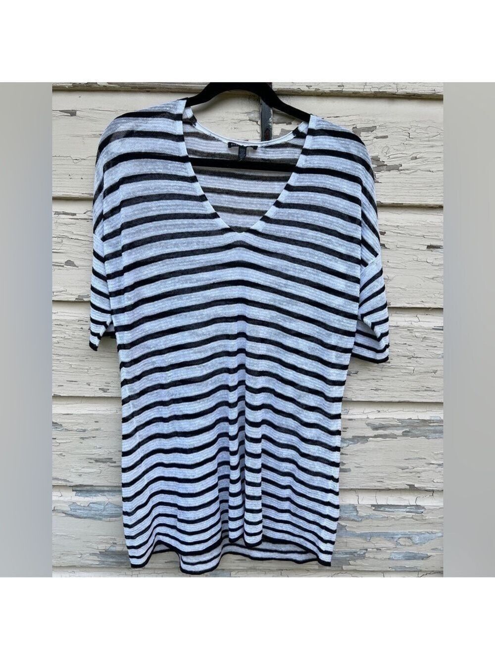 Eileen Fisher Organic Linen Lagenlook BoHo Minimalist Summer Blouse Top S/P